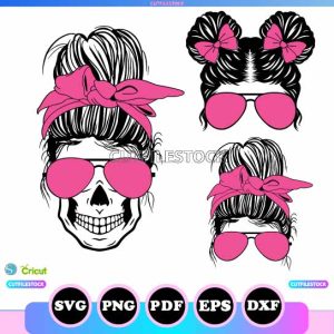 messy bun mom svg