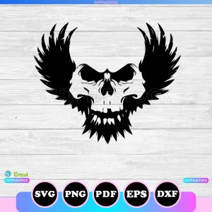 skull wings svg silhouette
