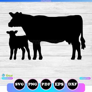 cow and calf svg silhouette