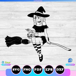 halloween anime witch svg