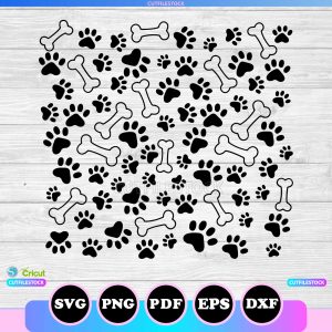 paw pattern bones wild footprint svg