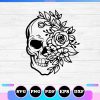 floral sugar skull svg outline