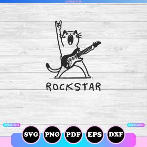 rockstar cat svg