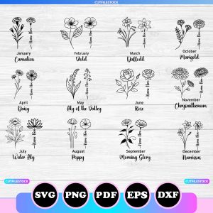 birth month svg bundle