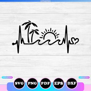 beach heartbeat svg
