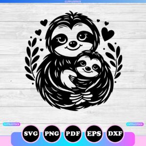 mama sloth svg