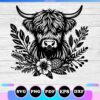 floral highland cow svg