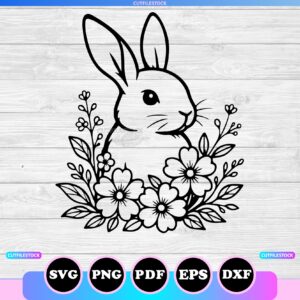 floral bunny svg